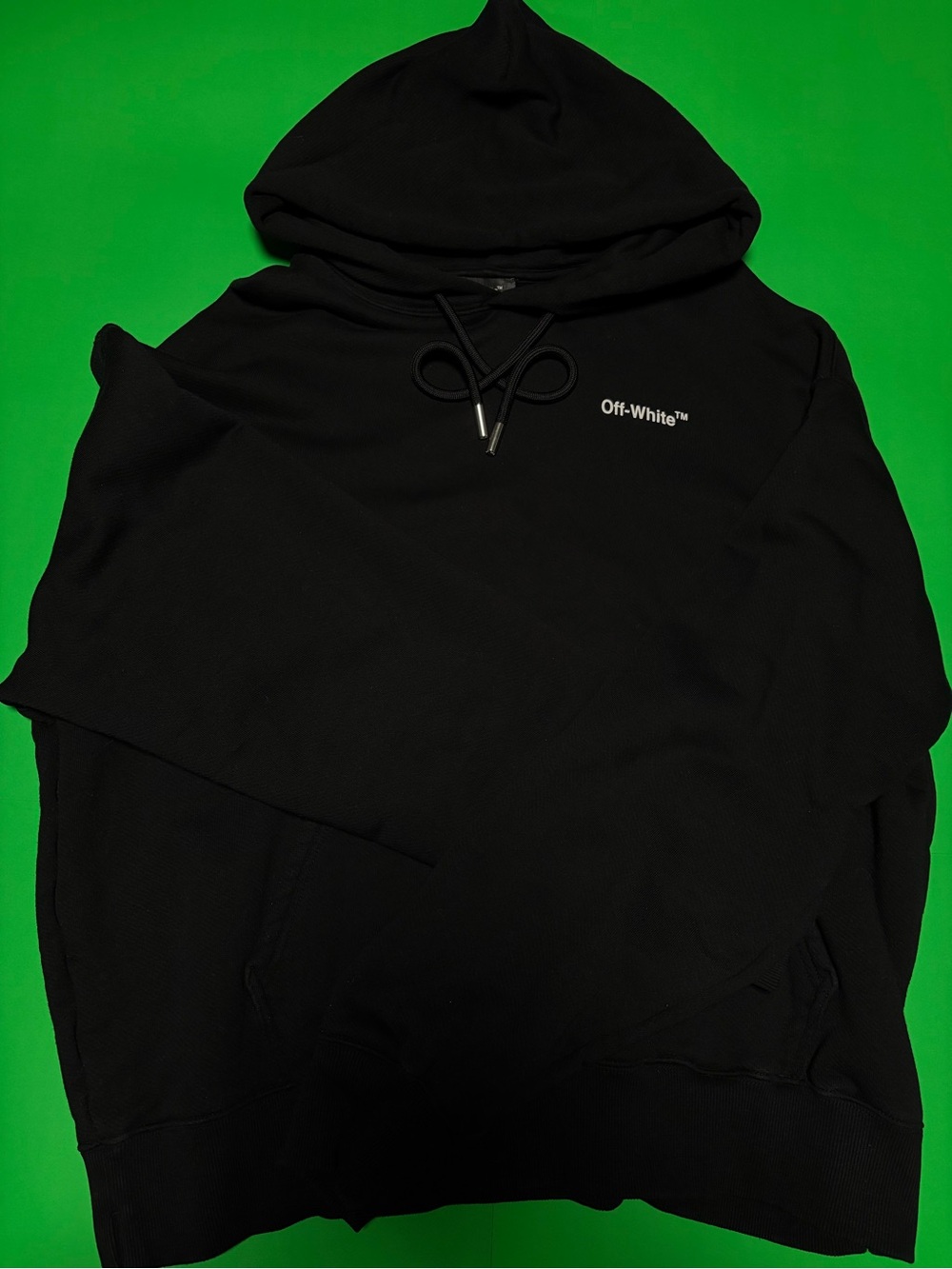 Off-White Black Pullover Hoodie with Small Chest Logo